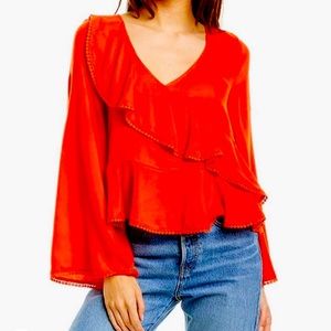 NWOT. Cupcakes & Cashmere Ruffle Tassel Top